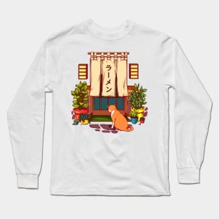 The red cat and the Japanese ramen shop Long Sleeve T-Shirt